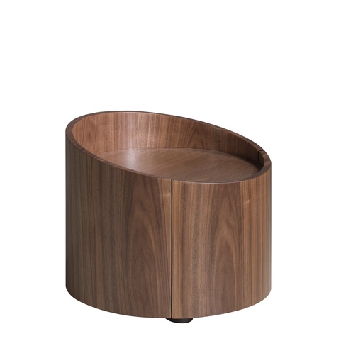 [7130] Walnut and black steel bedside table