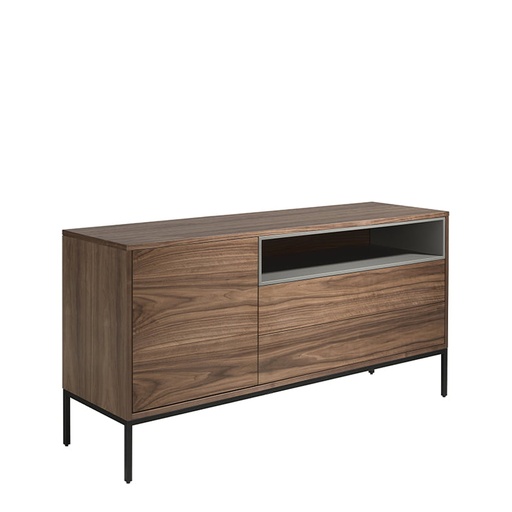 [3226] Credenza in noce e acciaio nero