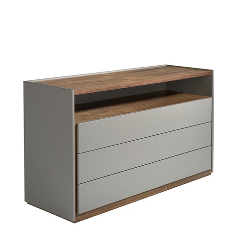 [7128] Cassettiera in legno grigio e noce