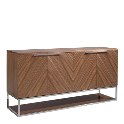 [3233] Sideboard walnut and chromed steel