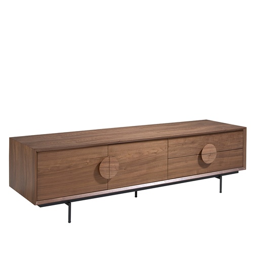 [3231] TV stand walnut and black steel