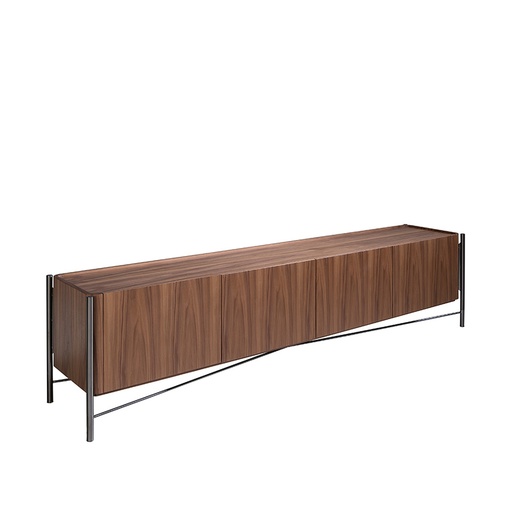 [3240] TV stand walnut and dark steel