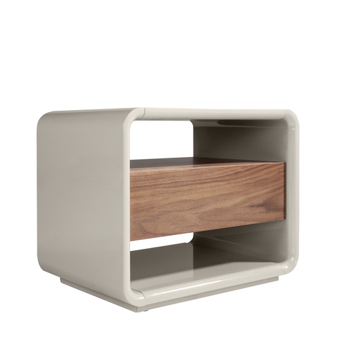 [7134] Bedside table walnut and grey wood