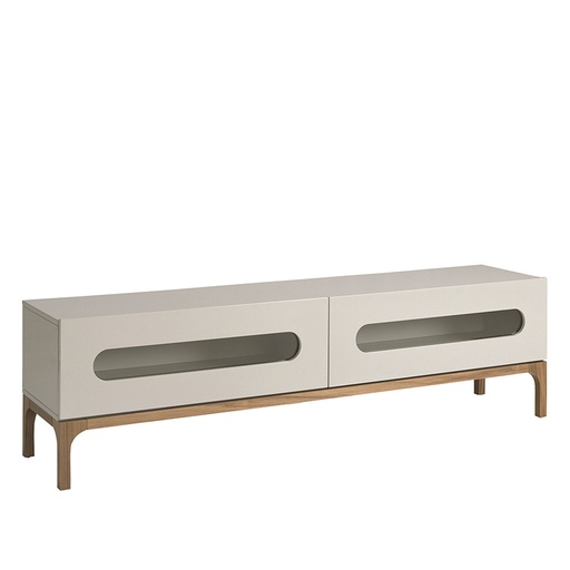 [3242] TV-stojalo iz sivega in orehovega lesa z notranjo osvetlitvijo