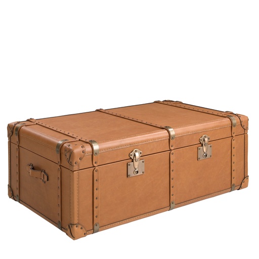 [2146] коричневый кожаный сундук.