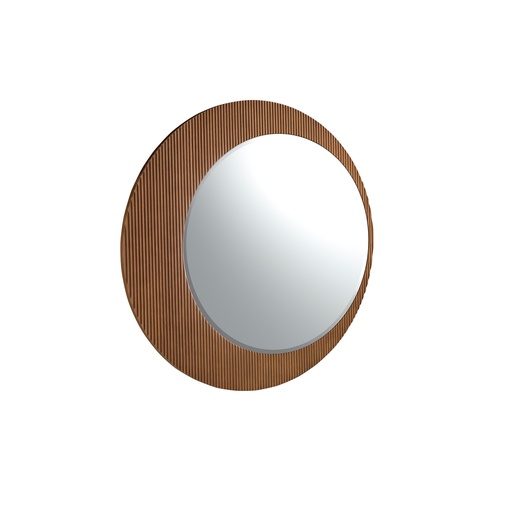 [3262] Round walnut wall mirror