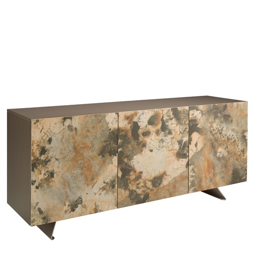 [3270] Metallic taupe wood sideboard