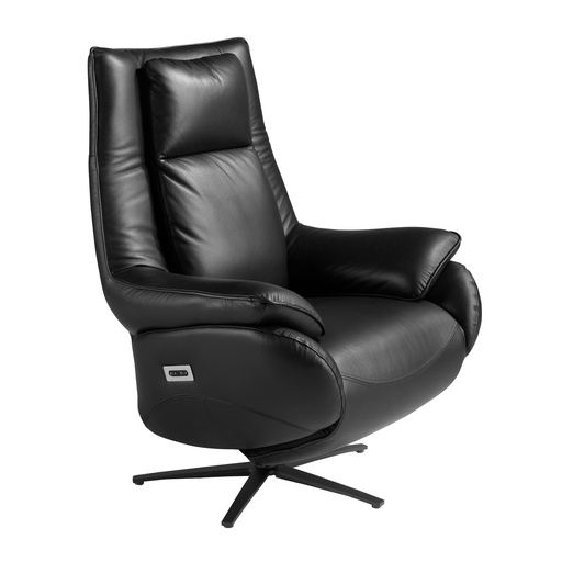 [5124] Black leather swivel armchair