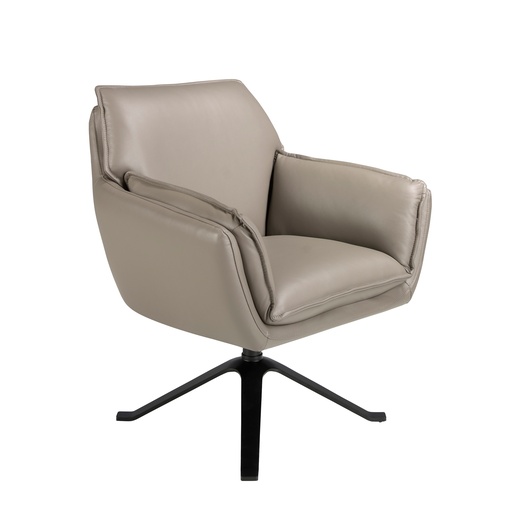 [5125] Fauteuil pivotant en cuir gris foncé