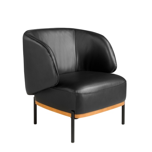 [5128] Fauteuil en cuir noir