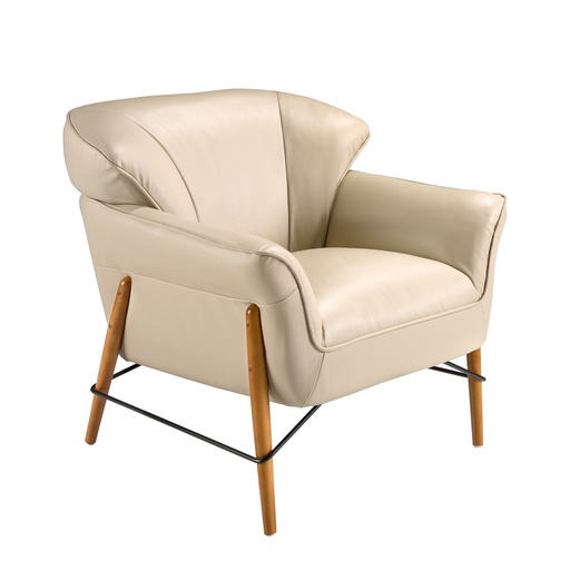 [5129] Sand leather armchair