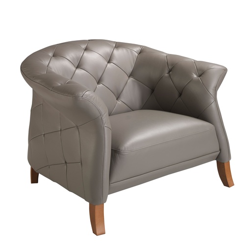 [5132] Fauteuil en cuir gris