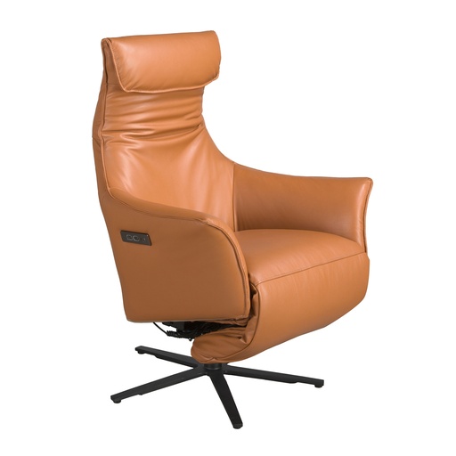 [5137] Коричневое кожаное вращающееся кресло