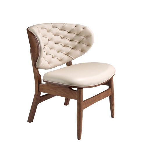 [5141] Sand and walnut leatherette armchair