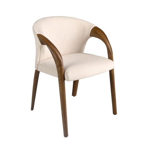 [5151] Cream velvet chair