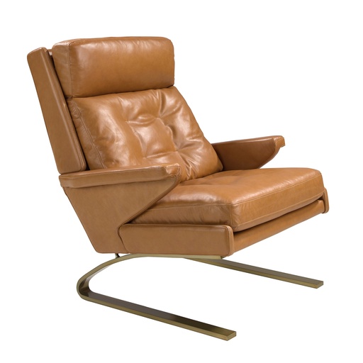 [5157] Camel leather armchair