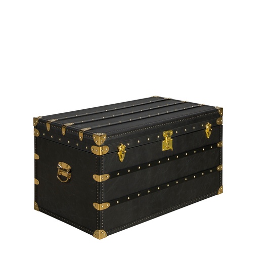 [5159] Coffre en cuir noir