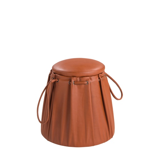 [5160] Caldera orange leather pouffe