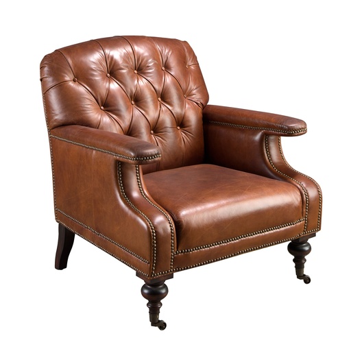 [5163] Sillón Chester piel marrón coñac