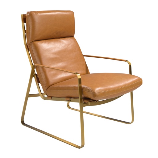 [5170] Camel leather armchair