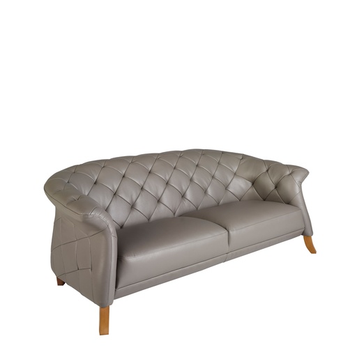 [6187] Canapé Chester 2 places cuir gris