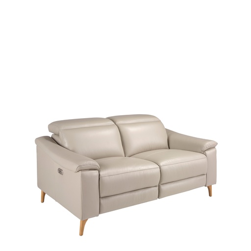 [6189] 2 seater relax sofa in taupe grey leather