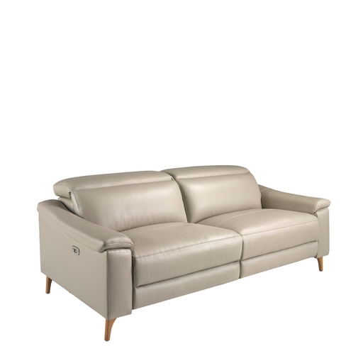 [6190] 3 seater relax sofa in taupe grey leather