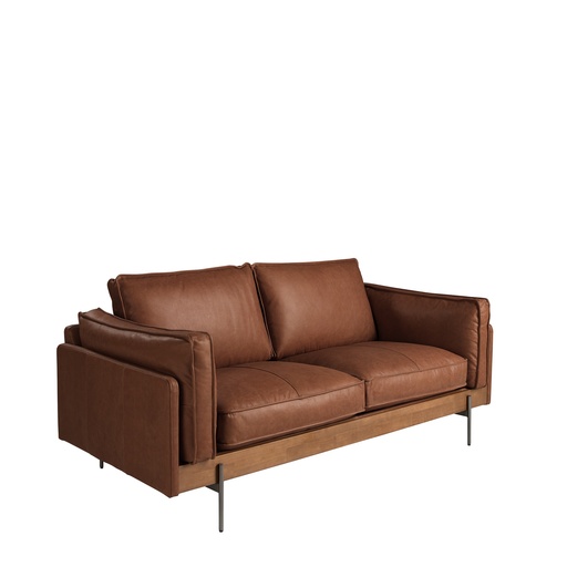 [6222] 2-Sitzer-Sofa in Leder tabakbraun