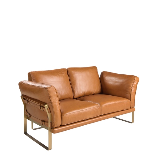 [6229] Camel leather 2 seater sofa