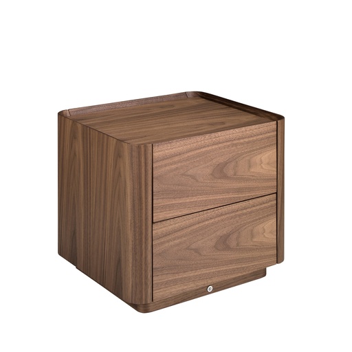 [7165] Walnut bedside table with lighting