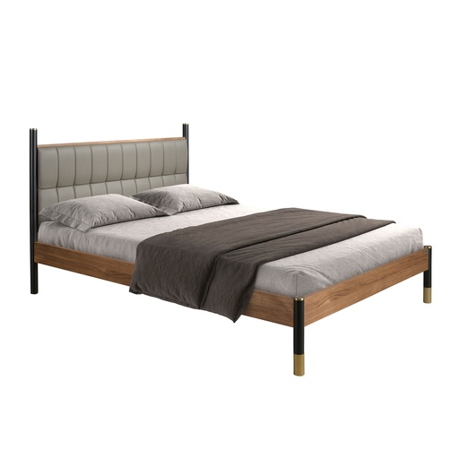 [7169] Ciemnoszare łóżko ze sztucznej skóry