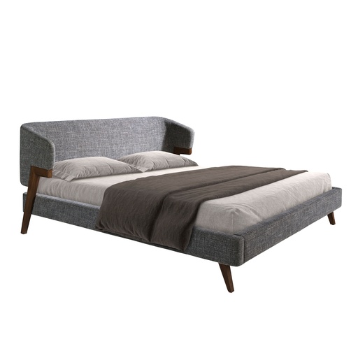 [7173] Кровать из серой ткани