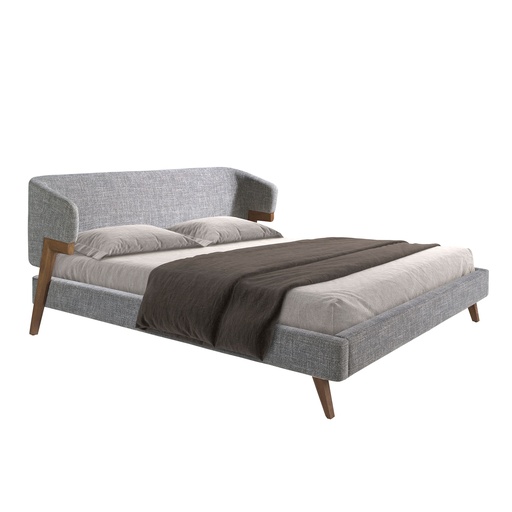 [7173] Grey fabric bed