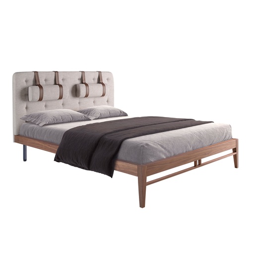 [7179] Серая кровать с тканевой обивкой