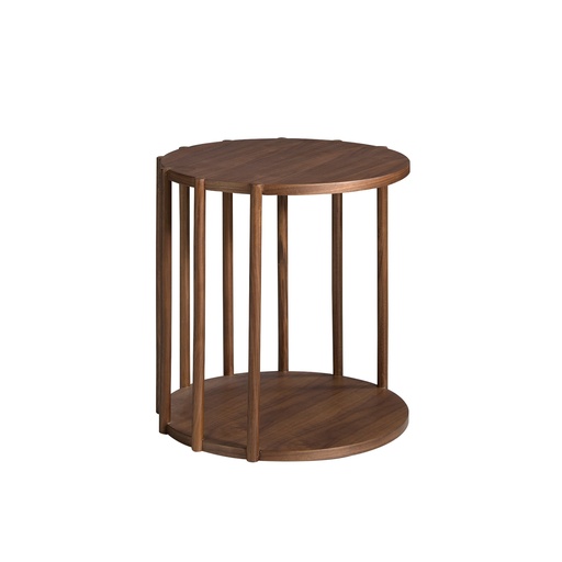 [2039] Round walnut corner table