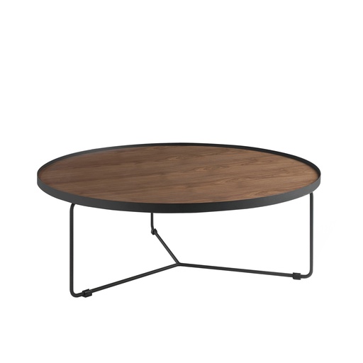 [2006] Round coffee table walnut and black steel