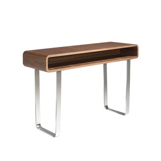 [3000] Rectangular walnut and chromed steel console table