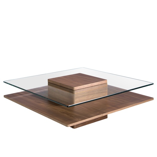 [2017] Square tempered glass and walnut coffee table