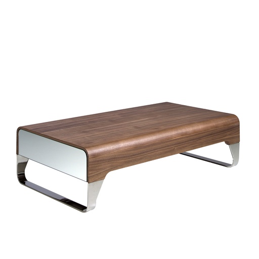 [2001] Rectangular coffee table walnut and chrome-plated steel