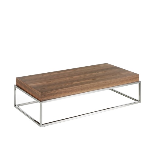 [2026] Rectangular coffee table walnut and chrome-plated steel