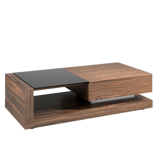 [2061] Rectangular coffee table Rectangular coffee table Black and walnut glass