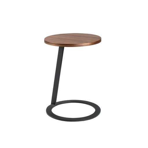 [2115] Round corner table walnut and black steel