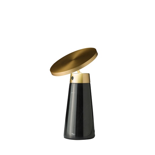 [8028] Table lamp in black marble and golden steel