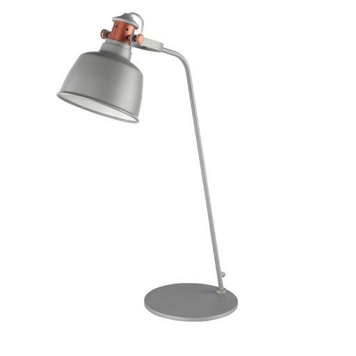 [8033] Lampe de bureau en acier gris et détails en bronze