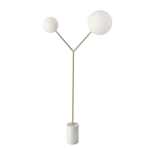 [8048] Floor lamp in white marble, golden steel and white glass