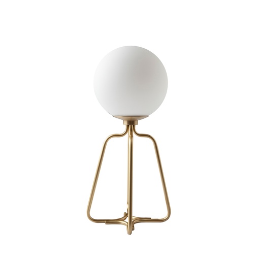 [8049] Table lamp golden steel and white glass