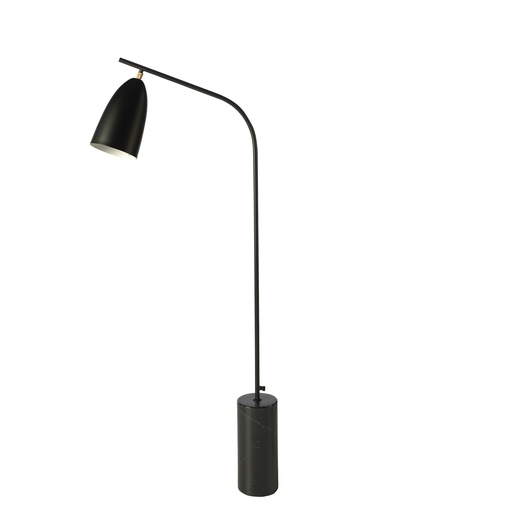 [8051] Lampadaire en marbre noir et acier noir