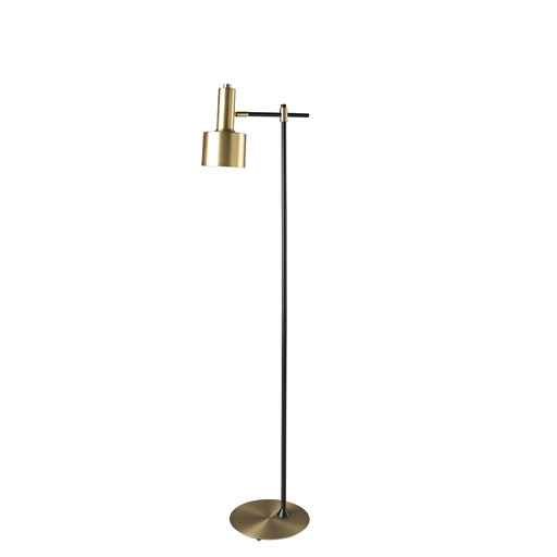 [8069] Lampadaire aluminium doré et acier noir