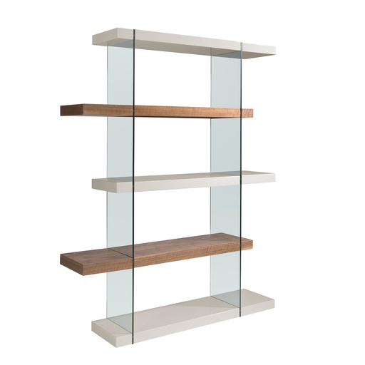 [3025] Walnut wood and glass shelf