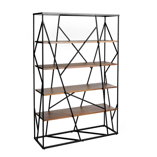 [3103] Walnut and black steel shelving